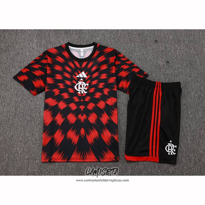 Chandal del Flamengo 2025-2026 Manga Corta Negro Rojo - Pantalon Corto